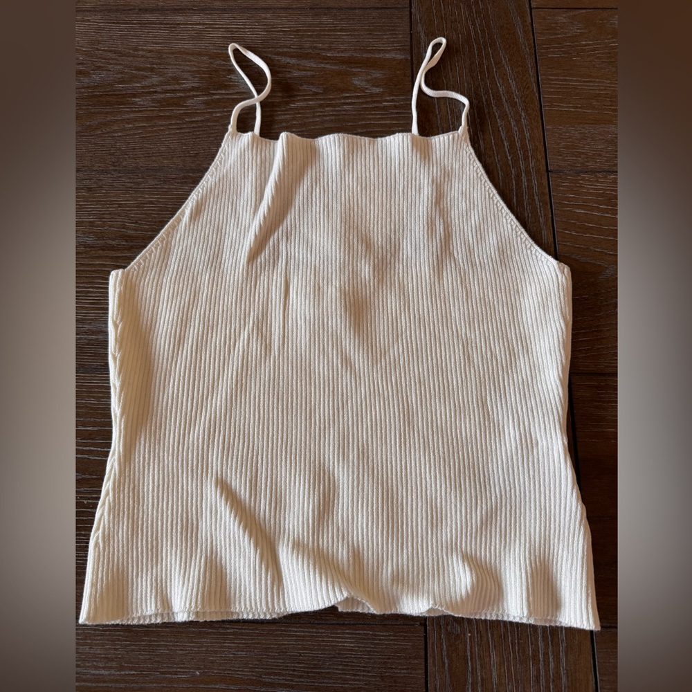 H&M Cream Ribbed Camisole Top